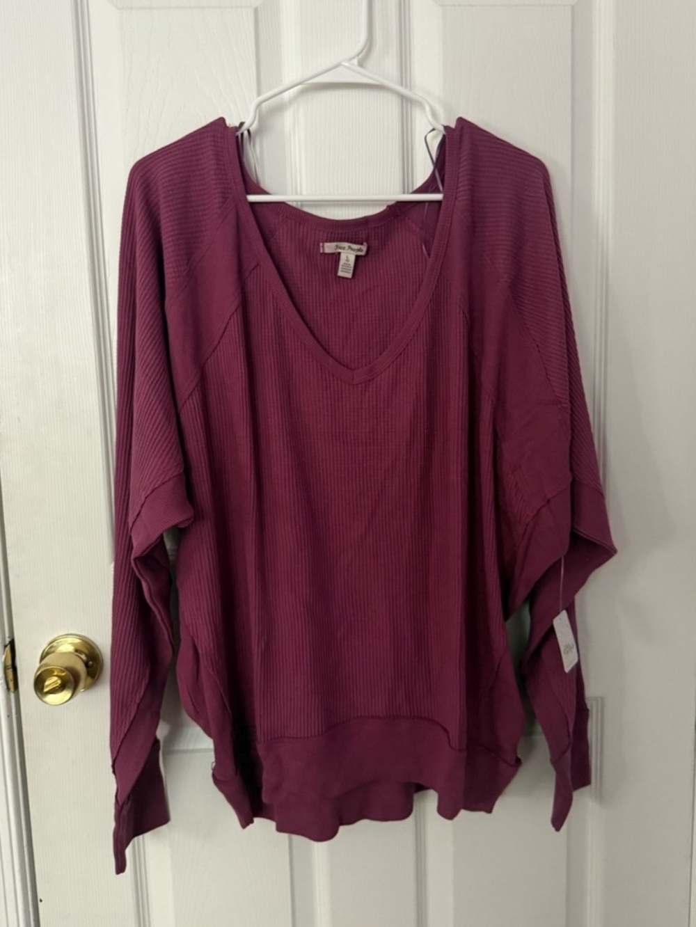 Free People Santa Clara Thermal Top in Mulberry Large